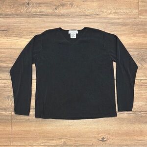 Vintage Robert Scott 100% Silk Black V-Neck Sweater Size Large